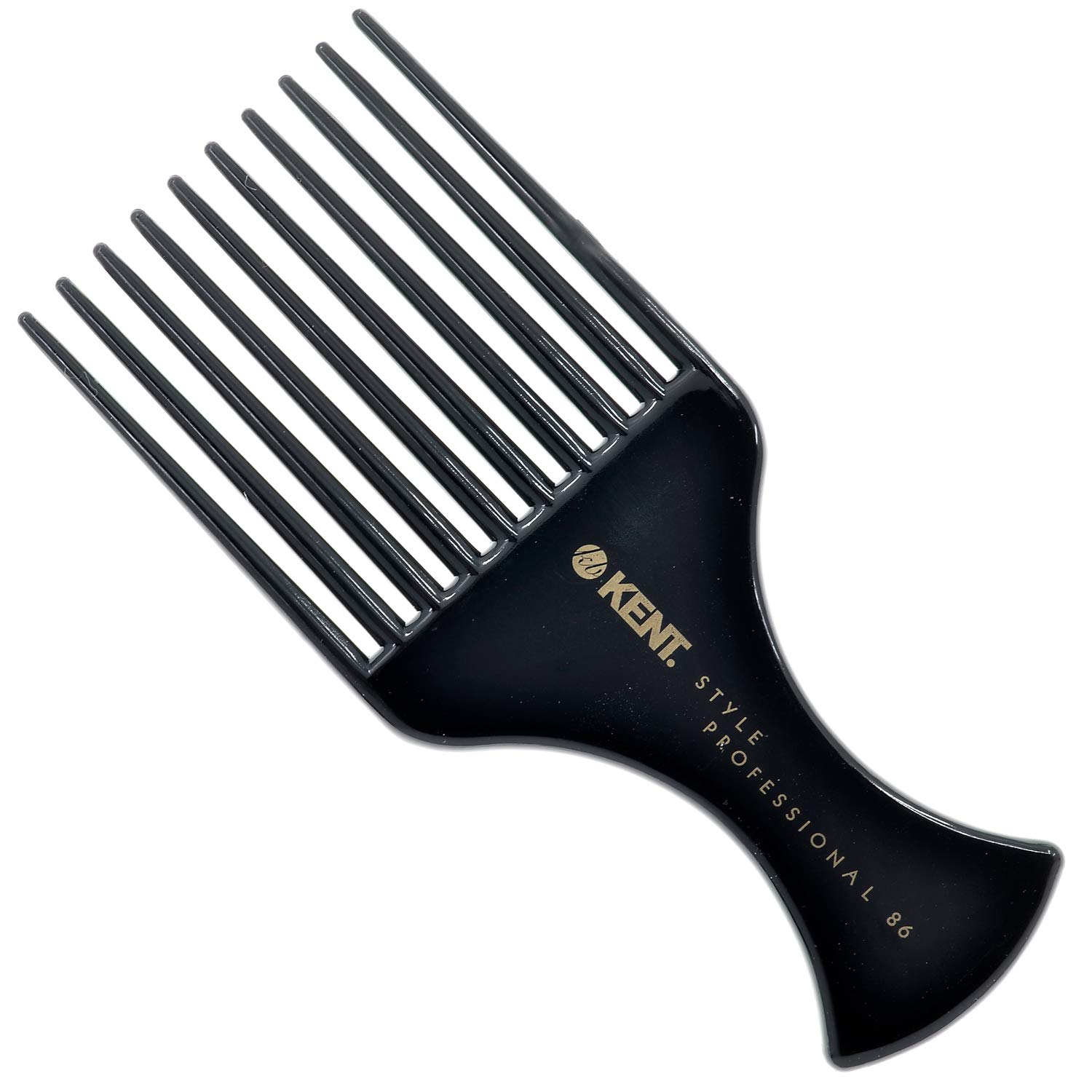 Kent Brushes Style Professional, 10 Pronged Afro Comb SPC86, Ideal For Curly Hair, Perfect For Backcombing Or Adding Volume, Heat Resistant Black Afro Comb