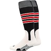 MadSportsStuff 3-Stripe Baseball & Softball Stirrup Socks | Youth & Adult Over Calf Team Performance Socks