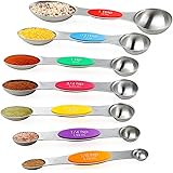 Magnetic Measuring Spoons Set Stainless Steel Double Sided Teaspoon Tablespoon for Dry and Liquid Ingredients