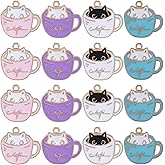 COGCHARGER 60Pcs Cat Charms Coffee Cup Charms Alloy Enamel Charms Pendant Cute Animal Charms for Jewelry Bracelets Necklace Earrings Making DIY Craft Supplies