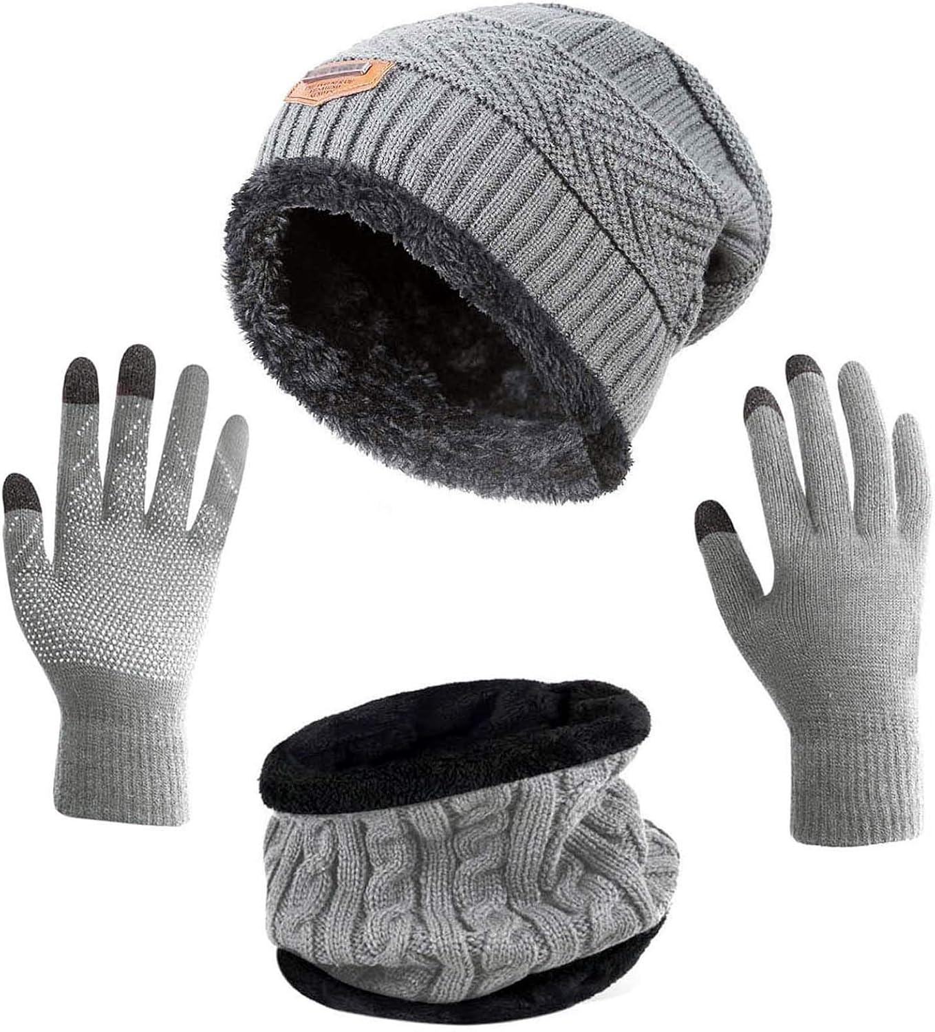 HINDAWI Winter Beanie Hat Scarf Gloves Set for Women Slouchy Snow Knit Skull Cap Infinity Scarves Touch Screen Gloves Mittens at  Women’s Clothing store: Hair Care Products