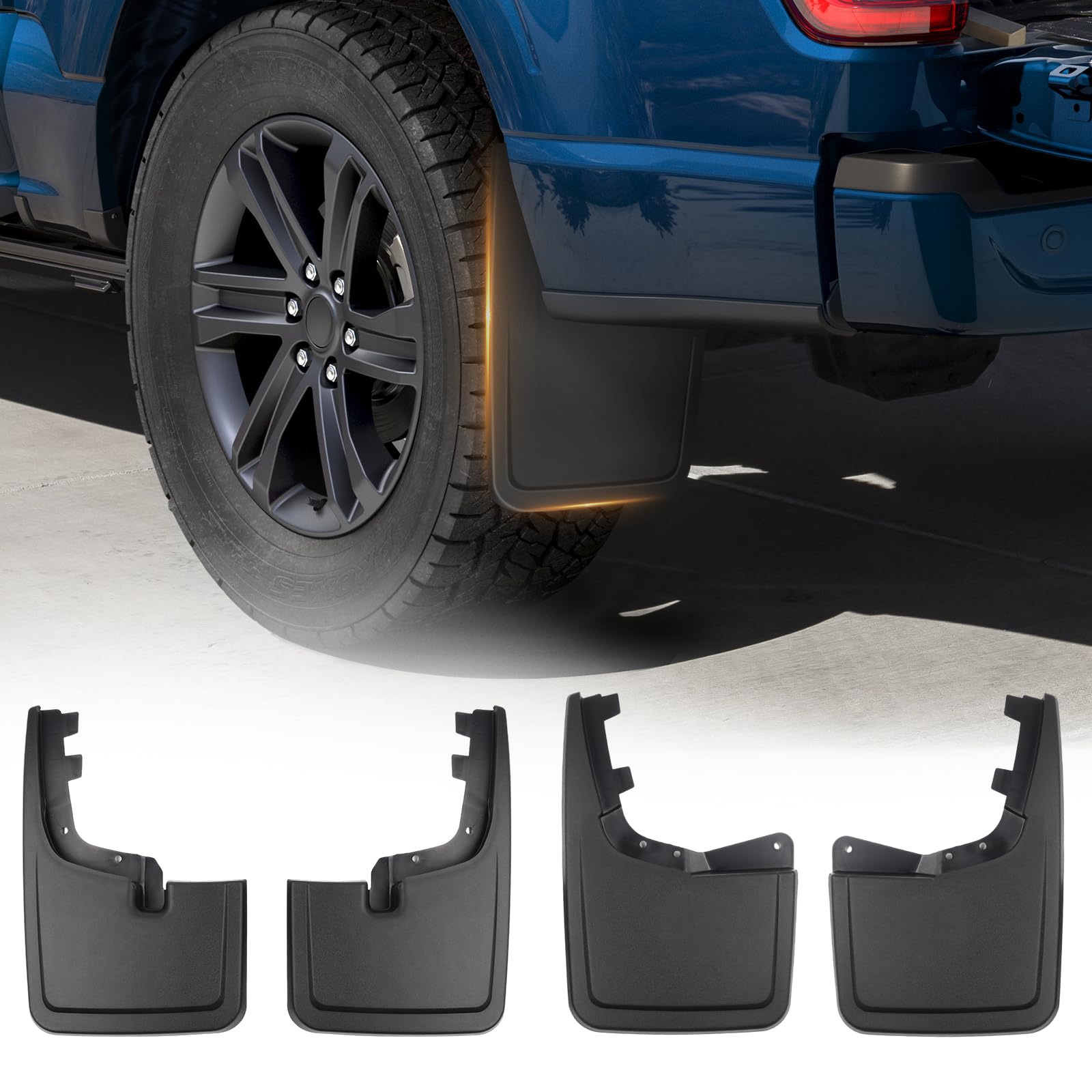 Photo 1 of 2025 Upgraded Mud Flaps for 2021-2026 Ford F150 Accessories Mudguards All Weather F150 Mudflaps No-Drill Front and Rear-Black,4 Pc. (Not fit Raptor Models)