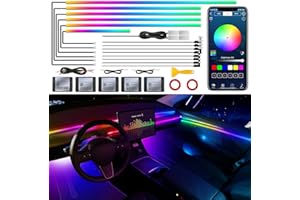 Dreamcolor Acrylic Interior Car LED Strip Light with Wireless APP, RGB 18 in 1 with 175 inches 593 LEDs Fiber Optic Strip Lig