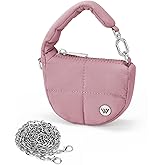 WESTBRONCO Super Mini Coin Pouch Nylon Quilted Wristlet Purses for Women Tiny Cute Purse Puffer Crescent Keychain Bag, Small Handbag