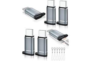 JOXAMAT Lightning Female to USB C Male Adapter-27W Fast Charging Adapter - Lightning to USB C Adapter for iPhone 15 Series, iPad Air, Galaxy S23, Pixel 8, 6 PCS, Grey