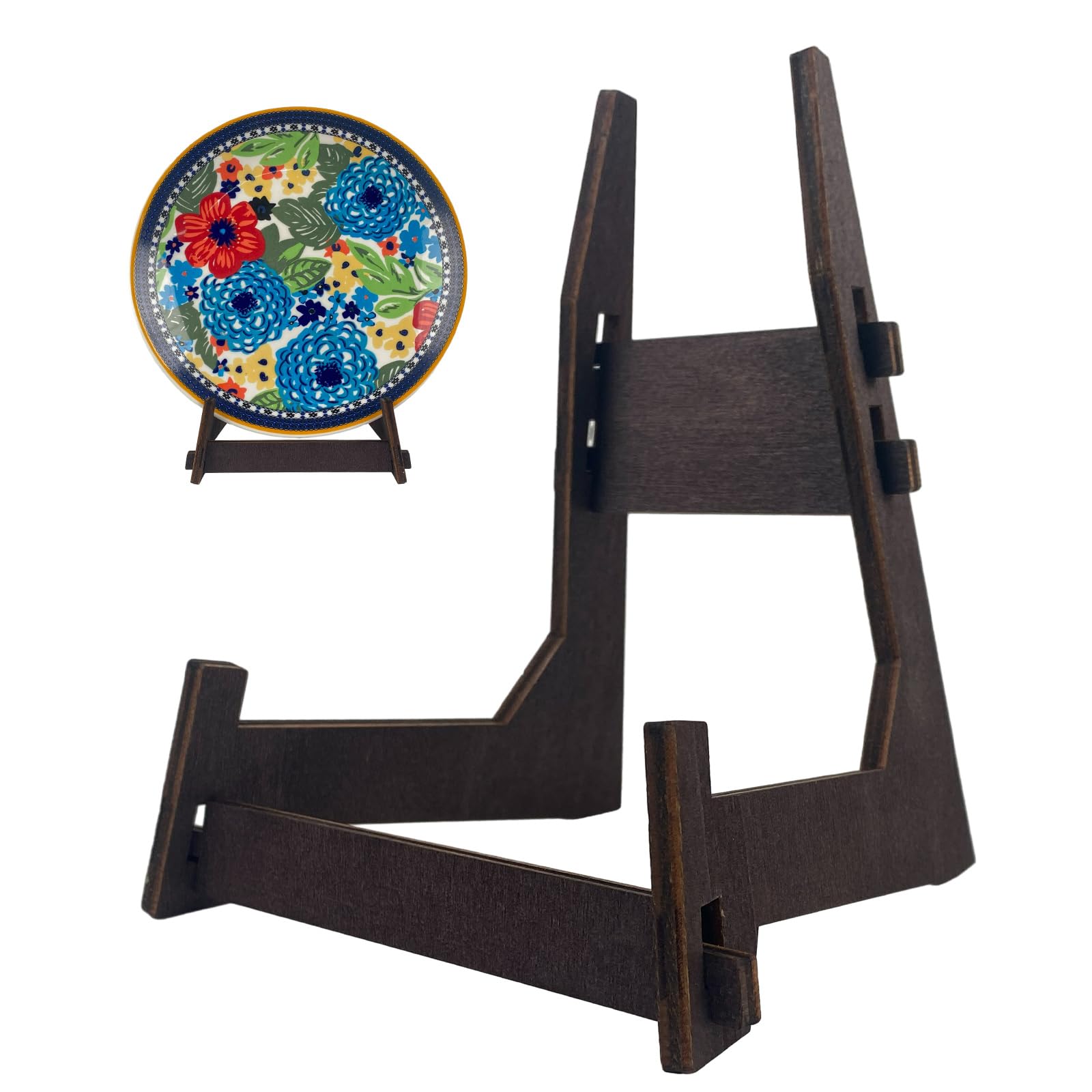 Photo 1 of 2 Pack 10 Inch Plate Display Stands - Wooden Picture Frame Holder for Books, Photo, Platter | Tabletop Decorative Stand