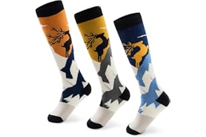 Moon Tree Boys Ski Socks for Kids Winter Warm Snowboarding Socks Thick Thermal Skating Skiing Socks for Boys Girls 3 Pack