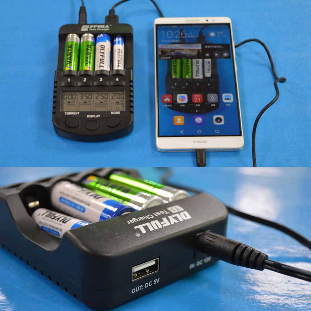 DLYFULL LCD Intelligent NI-MH AA&AAA Battery Charger With USB Port & UK Adapter + Fast Charge + Smart Test