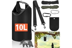 MYDRISSU Ultralight Bear Food Bag Hanging System, 10L Waterproof Camping Bear Proof Food Storage Bags Bear Canister Gear Kit for Outdoor Backpacking Safety Survival Bear Protection Bag with Pulley System-Black