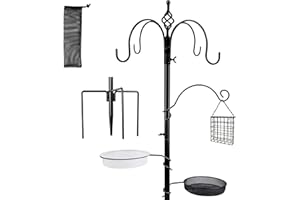 yosager Premium Bird Feeding Station Kit, 77" x 19" Bird Feeder Pole, Deluxe Multi Feeder Hanging Kit with Metal Suet and Bird Bath for Wild Birds Watching, Birdfeeder and Planter Hanger
