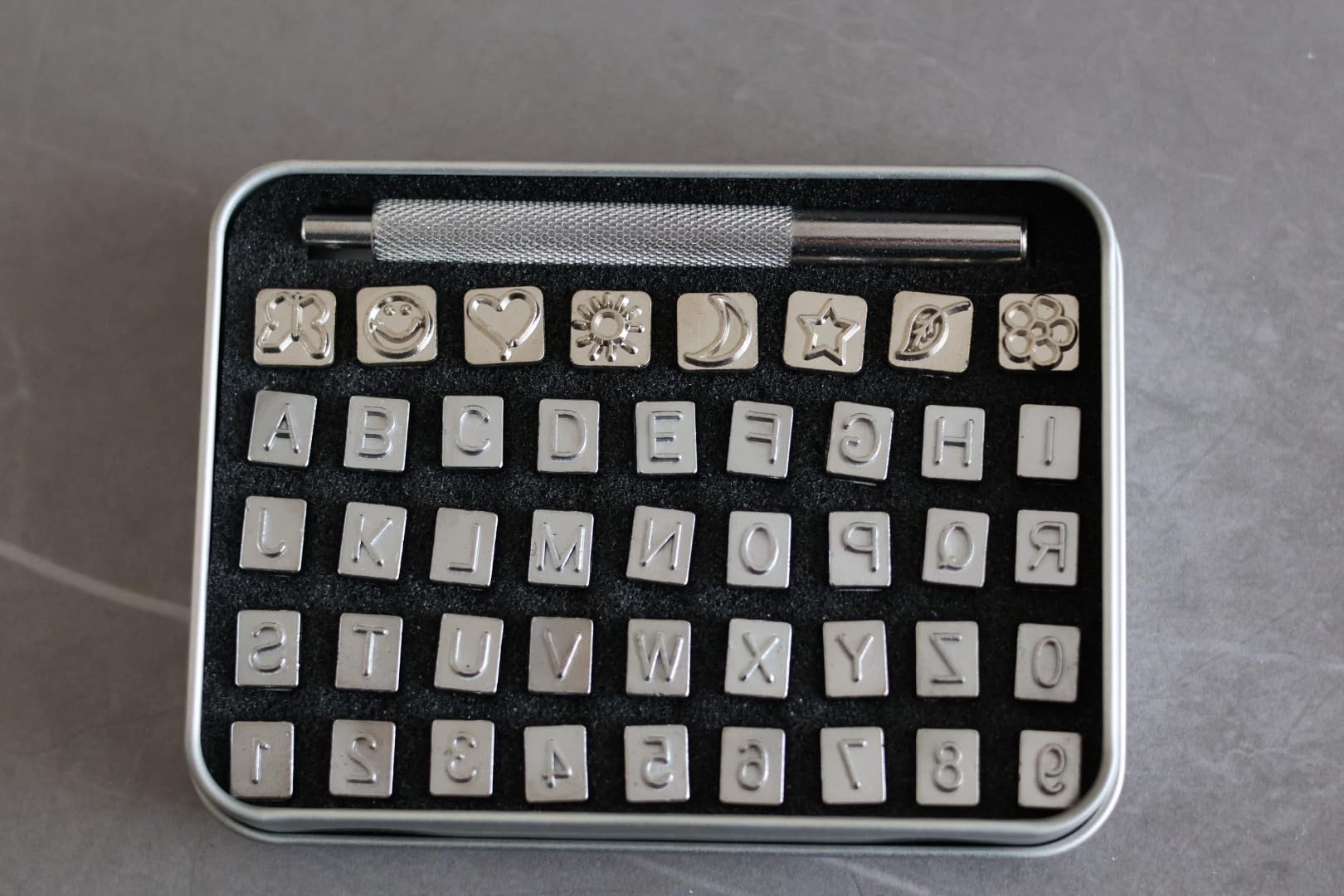 44pcs Leather Stamps with Case Leather Alphabet Number and Pattern Stamping Kit 1/4in 6mm Leather Stamp Set