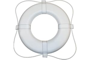 TAYLORMADE Taylor Made Vinyl Coated Foam Life Ring with White Grab Lines, White (20") – Puncture, tear, scuff-resistant – United States Coast Guard approved for commercial and recreational use – 2020122283
