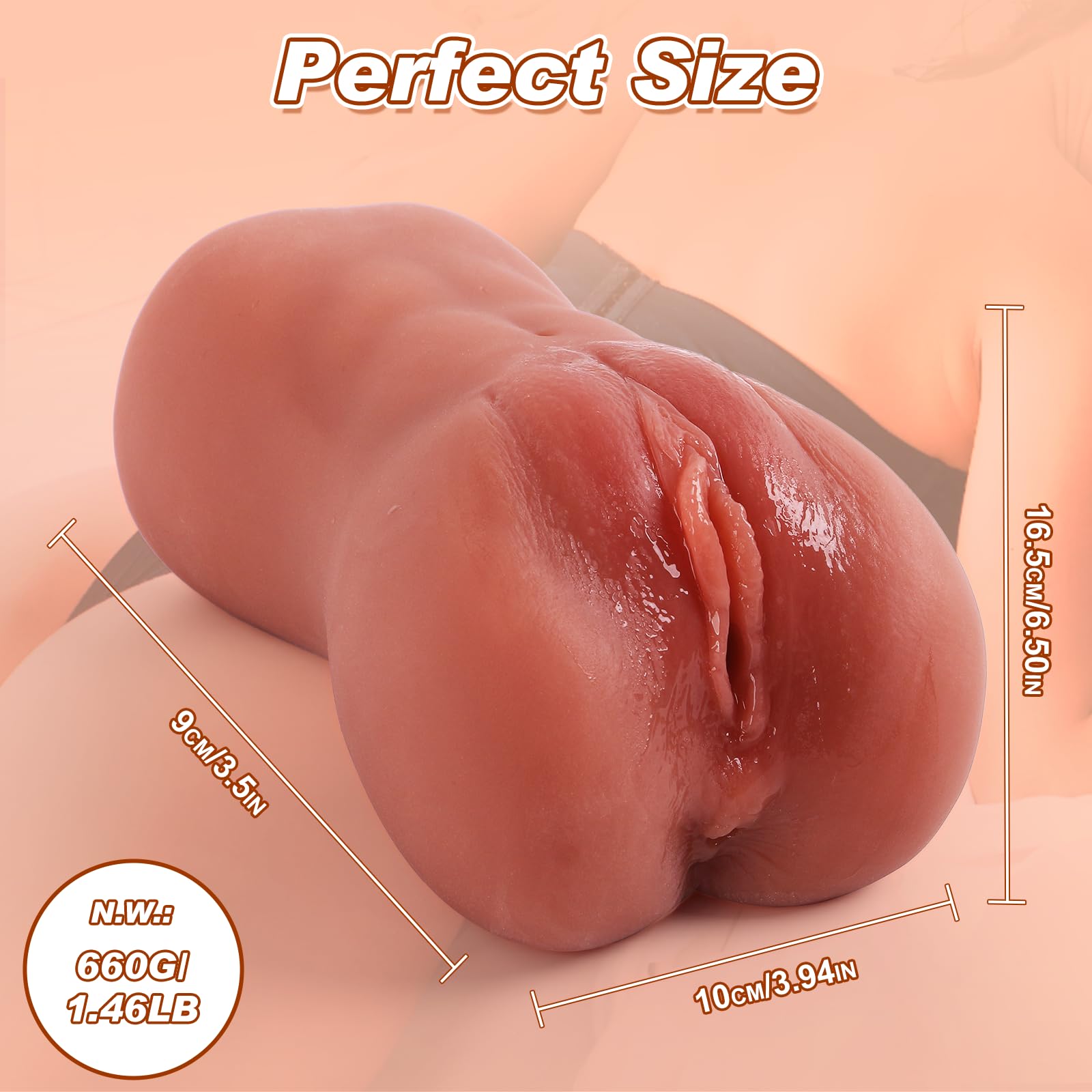 2-in-1 Sex Toys Male Masturbator – Double Channel 3D Vagina & Anal Masturbation Cup Adult Toys Pocket Pussy Penis Stimulation Stroker for Men Masterubaters(1.46LB)
