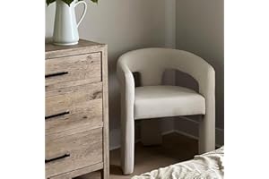 Wahson Velvet Fabric Upholstered Open-Back Dining Chair, Modern Kitchen Armchair for Dining Room, Ivory