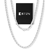 RTZN® Gold Rope Chain for Men – 3mm Mens Rope Chain – Premium Stainless Steel Necklace for Men & Boys – Non-Tarnish & Waterproof Black, Silver, Gold Mens Chain Necklaces – 18/20/22/24/26" Inches