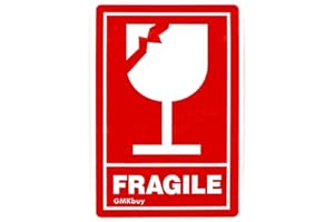 GMKbuy 3 x 2 Inch – 100 Glass Design Fragile Stickers Roll – Easy Tear, Permanent Adhesive Warning Labels for Shipping Box, Carton, Parcel, Package, Pallet & More