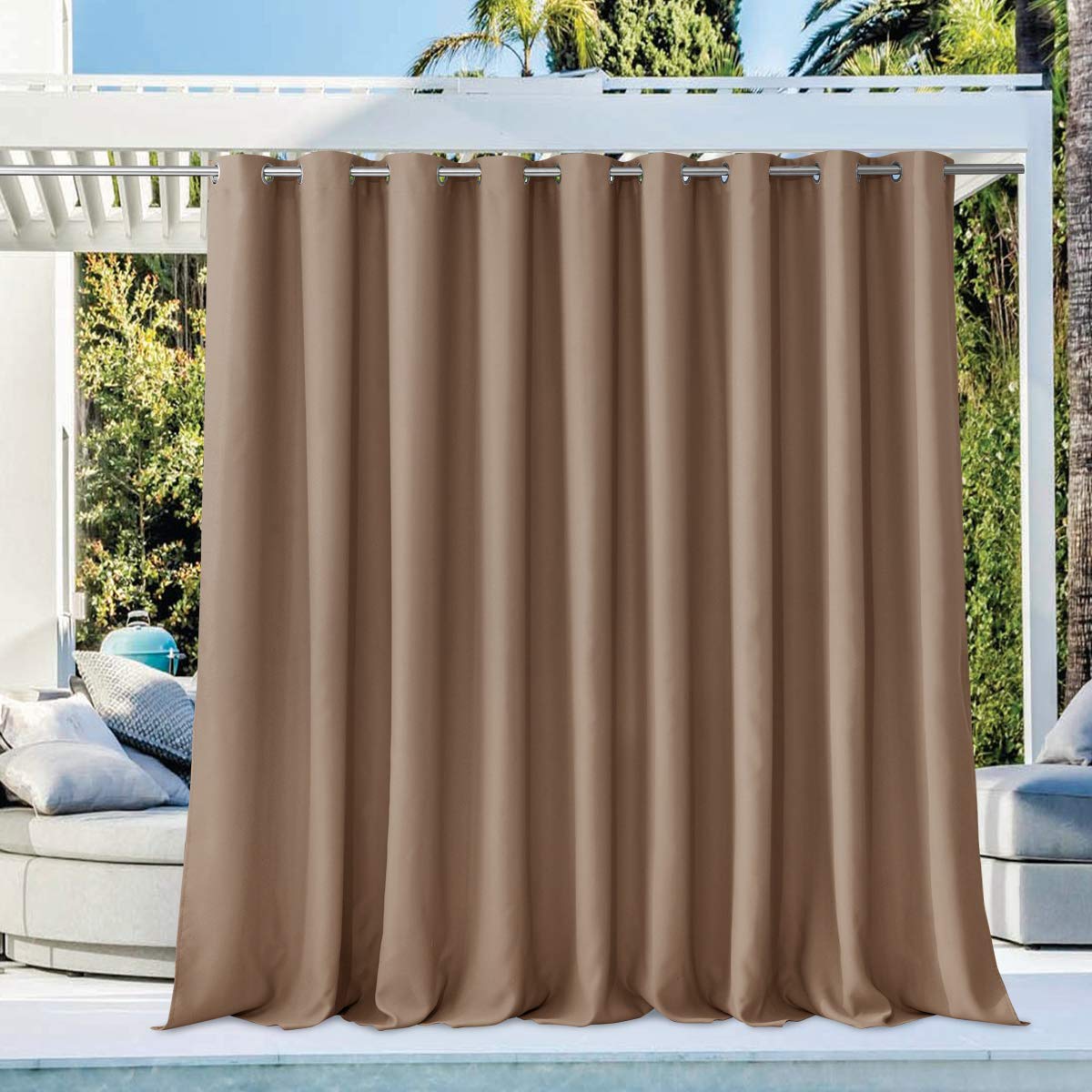 NICETOWN Privacy Room Divider Curtain for Patio, Grommet Top Thermal Insulated Blackout Extra Wide and Long Door Blind for Sunroom, Bedroom, Living Room, Tan, 1 Piece, 140" Wide by 108" Long Image NICETOWN Privacy Room Divider Curtain for Patio, Grommet Top Thermal Insulated Blackout Extra Wide and Long Door Blind for Sunroom, Bedroom, Living Room, Tan, 1 Piece, 140" Wide by 108" Long Image