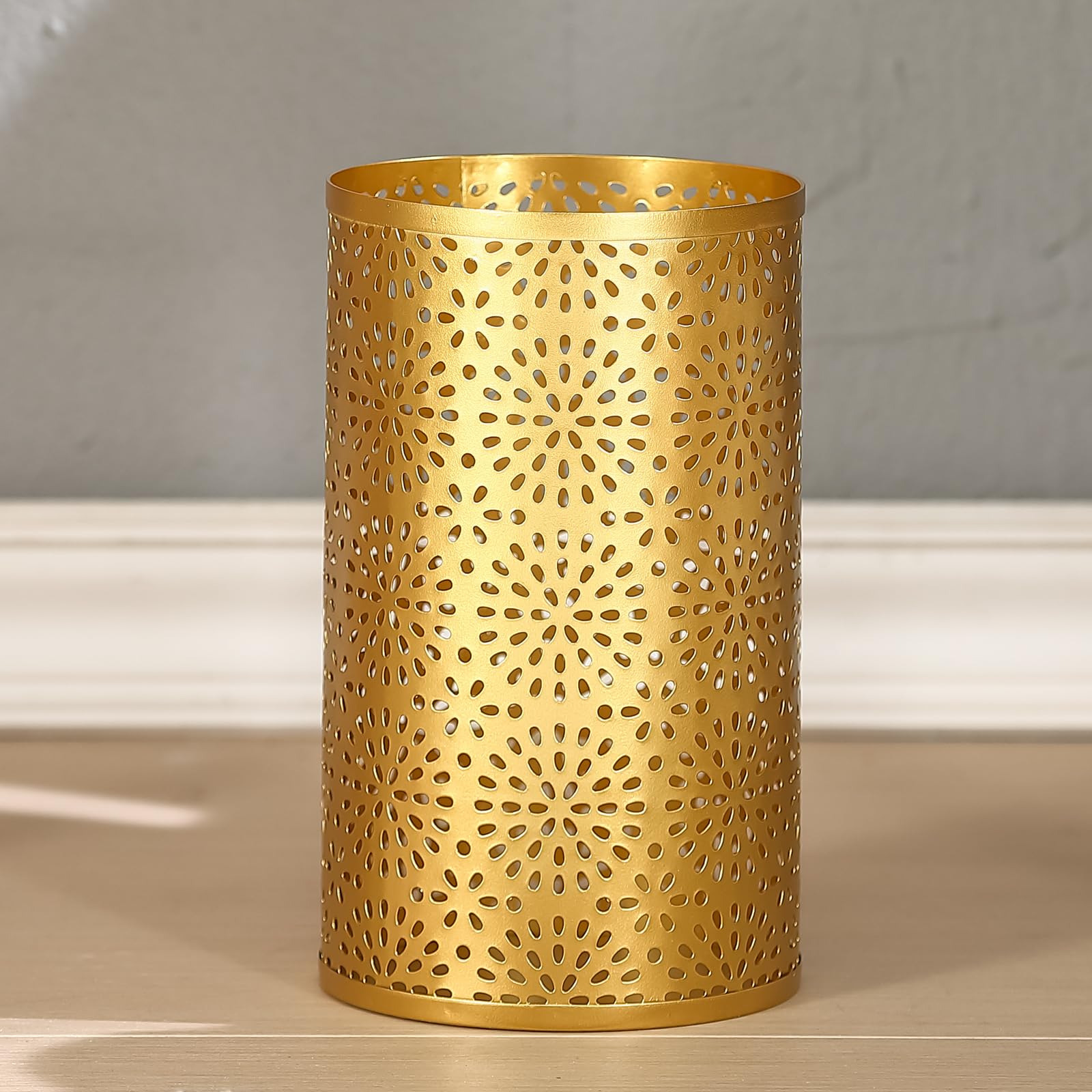 Photo 1 of Wenbery Gold Trash Can for Bathroom, Metal Garbage Can for Offices, 7" W X 7" L X 12" H