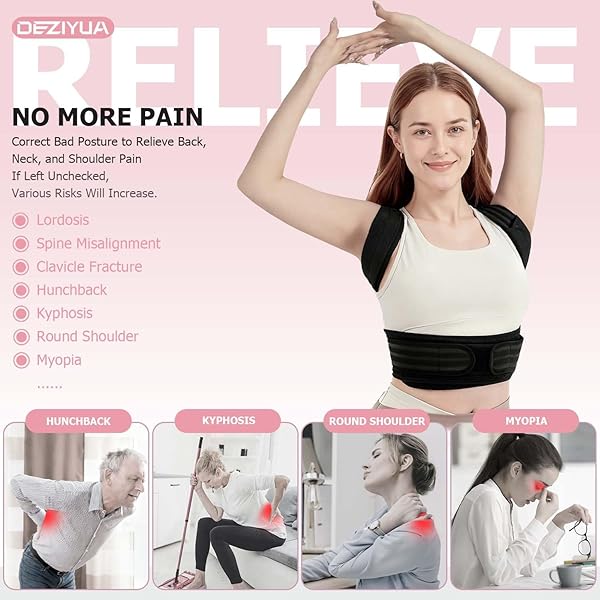 DEZIYUA POSTURE CORRECTOR BACK BRACE FOR WOMEN AND MEN, SHOULDER STRAIGHTENER, ADJUSTABLE BACK SUPPORT BRACE, BACK PAIN RELIEF – SLOUCHING, SCOLIOSIS, HUNCHBACK, HUMP, THORACIC, SPINE ALIGNMENT – WITH ADJUSTABLE SHOULDER STRAPS, POSTURE SUPPORT. POSTURE CORRECTOR BACK BRACE – S (UNDERBUST 25”-31”)