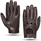 MGGMOKAY Mens Touchscreen Unlined Leather Driving Gloves