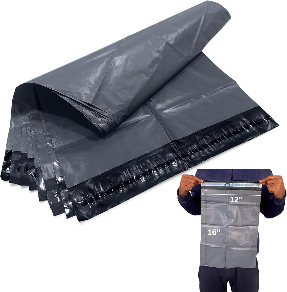 JeeJaan 30 Pcs Grey Mailing Bags 12x16 in Poly Mailers 50-55µm