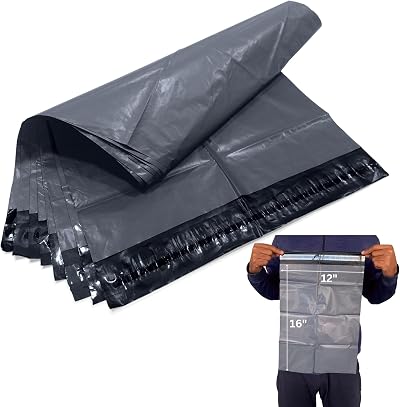 JeeJaan Grey 50 Pcs Parcel Bags 12x16 305x405mm Waterproof Tear-Proof