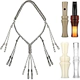 Hollowfly 5 Pack Mallard Duck Call and Lanyard Set for Hunting, Outdoor Predator Gear for Pheasant 4 Realistic Sounding Duck Calls with 1 Hand Braided Necklace Voice Loud Sound Call Hunting