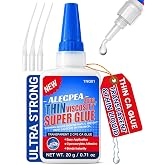 ALECPEA Thin CA Glue 20g, Cyanoacrylate Super Glue with 3 Droppers | Fast 10&ndash;45 Second Set, Clear Capillary Flow For Hairline Gaps In Wood, Metal, Plastic, Ceramic, Rubber, And Jewelry