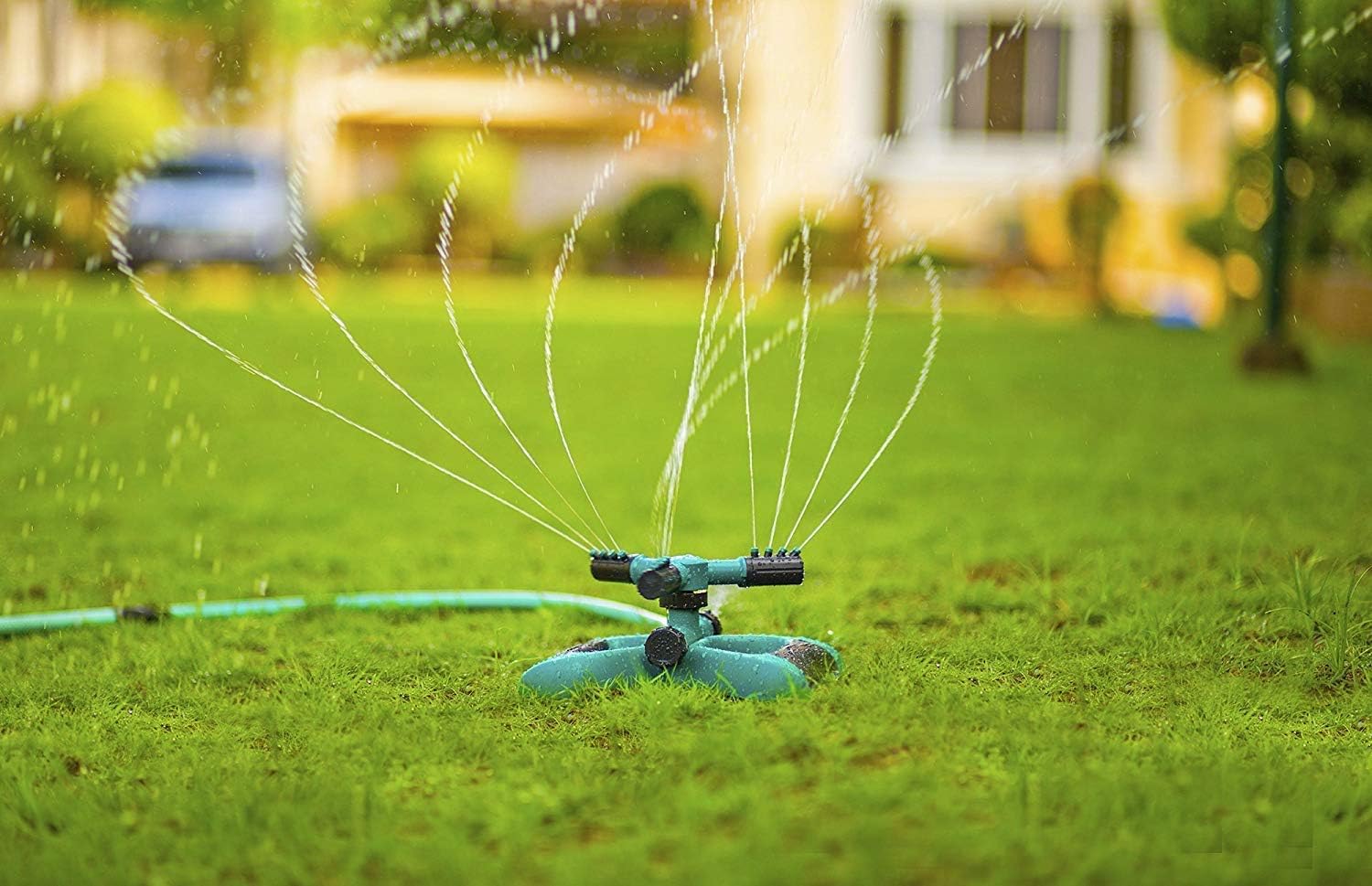 Signature Garden Three-Arm Sprinkler, 12 Built-in Spray Nozzles, 360 Degree Rotation & 3600 Sq Ft Coverage : Garden & Outdoor