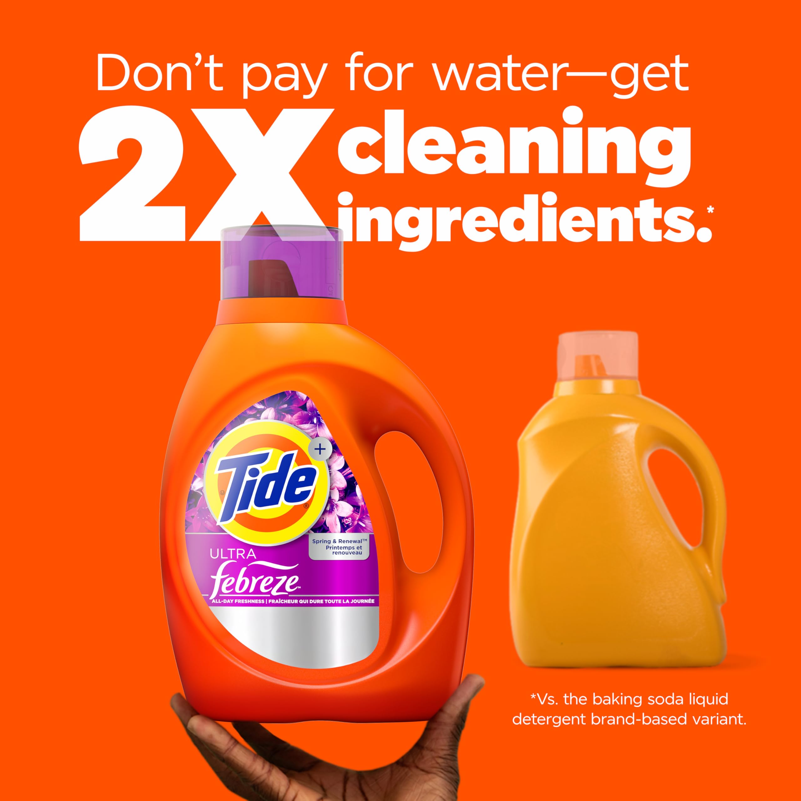 Tide Plus Febreze Freshness HE Turbo Clean Liquid Laundry Detergent, Spring & Renewal Scent, 84 fl oz, 59 loads