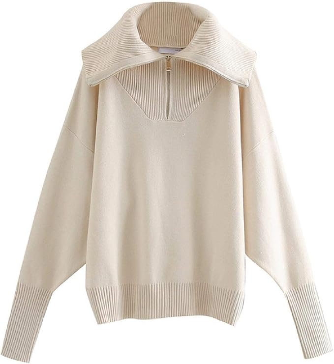 pullover mit rei�verschluss am kragen damen