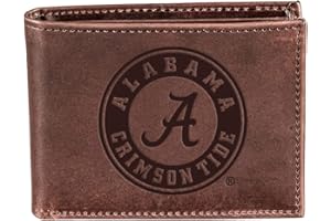 Evergreen Team Sports America NCAA University of Alabama Brown Wallet | Bi-Fold | Officially Licensed Stamped Logo | Made of Leather | Money and Card Organizer | Gift Box Included
