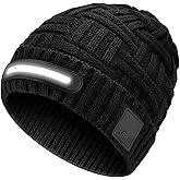 Unisex LED Light Beanie, USB Rechargeable Hands-Free Headlamp Hat, Winter for Family, Men, Dad and Father