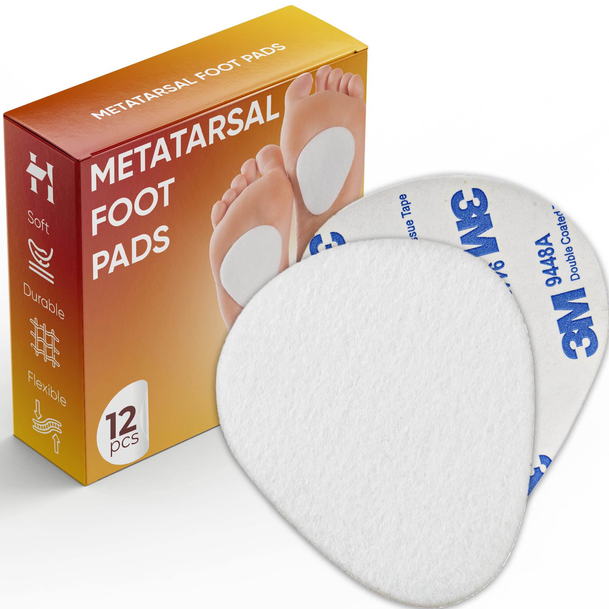 Photo 1 of Homergy Metatarsal Pads for Women and Men - 12 Piece, 1/4'' Thick, Ball of Foot Cushions, All Day Pain Relief and Comfort - Forefoot Pads, for Metatarsalgia, Mortons Neuroma