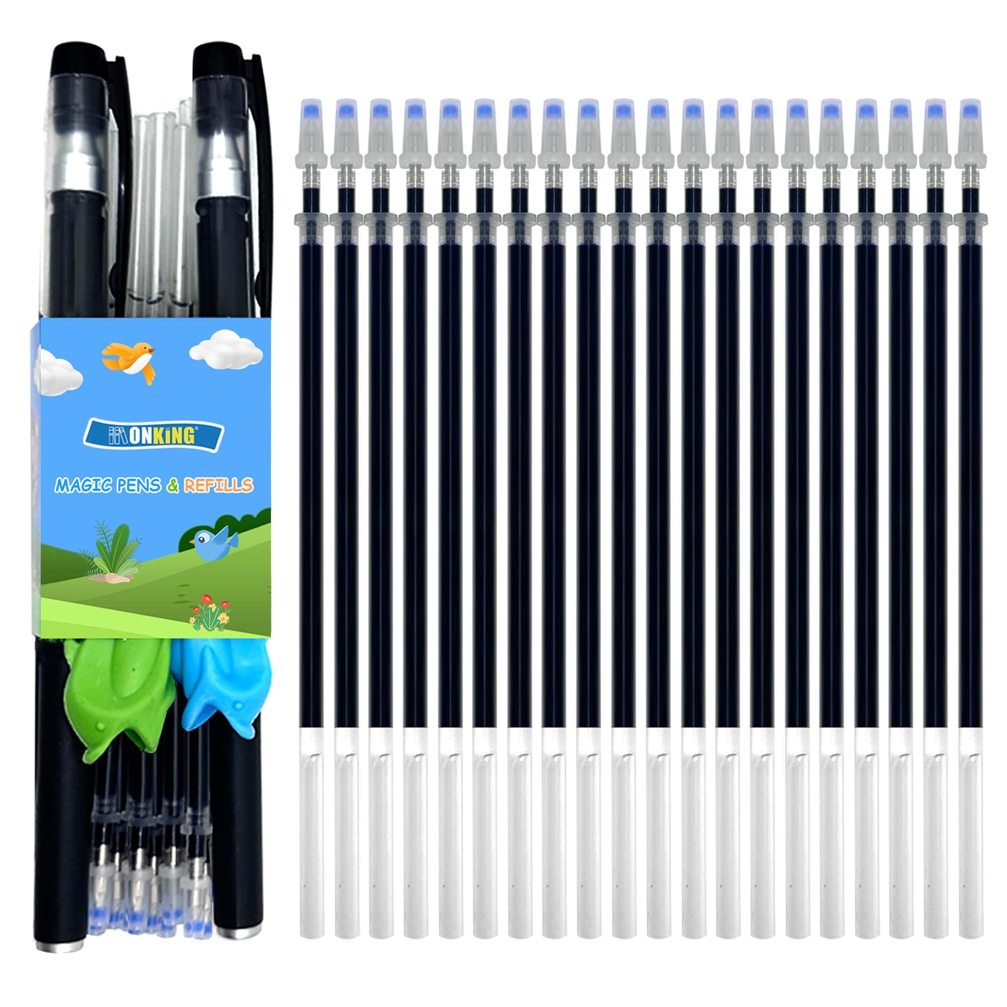 Photo 1 of 20Pcs Magical Pen Refills for Monking Reusable Magic Practice Copybook,Drawing Pen of Invisible Ink, (20 pcs Blue Refills +2 Pens)