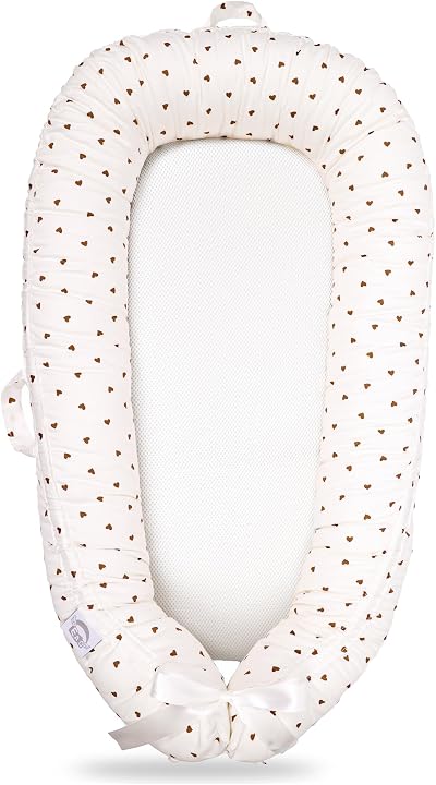 EAQ Baby Lounger Nest for Co Sleeping 0-12 Months 100% Cotton White Brown