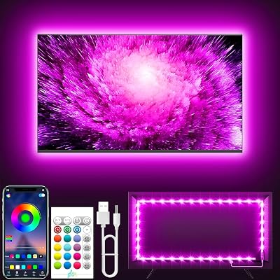 Tyute 5M TV LED Backlight RGB with App Remote Music Sync for 45-75 Inch TVs