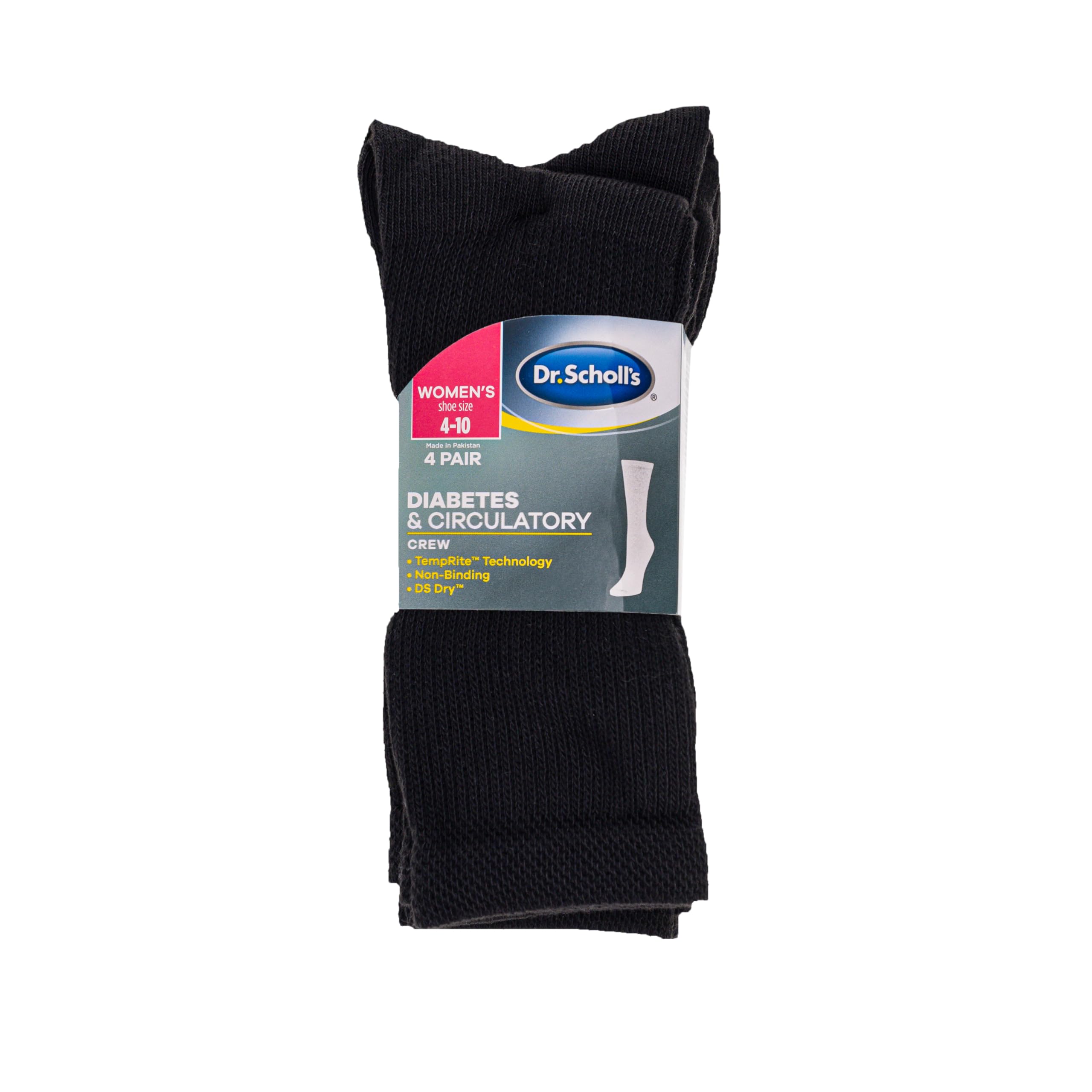 Dr. Scholl's womens Diabetes & Circulator Socks - 4 & 6 Pair Packs - Non-binding Moisture Management