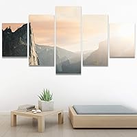 SIGNWIN 5 Panel Canvas Wall Art Sunset in The Mountains for Home Decorations Ready to Hang - 60