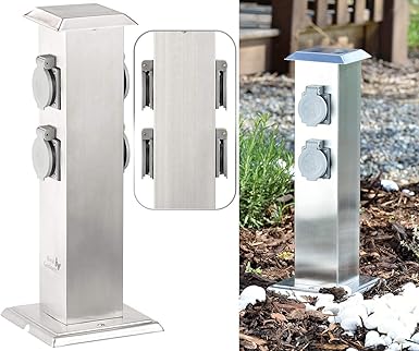 Royal Gardineer Steckdosensaule Garten 4 Fach Garten Steckdose Mit Edelstahl Gehause Max 3 500 Watt Ip44 Stromverteiler Garten Edelstahl Amazon De Beleuchtung