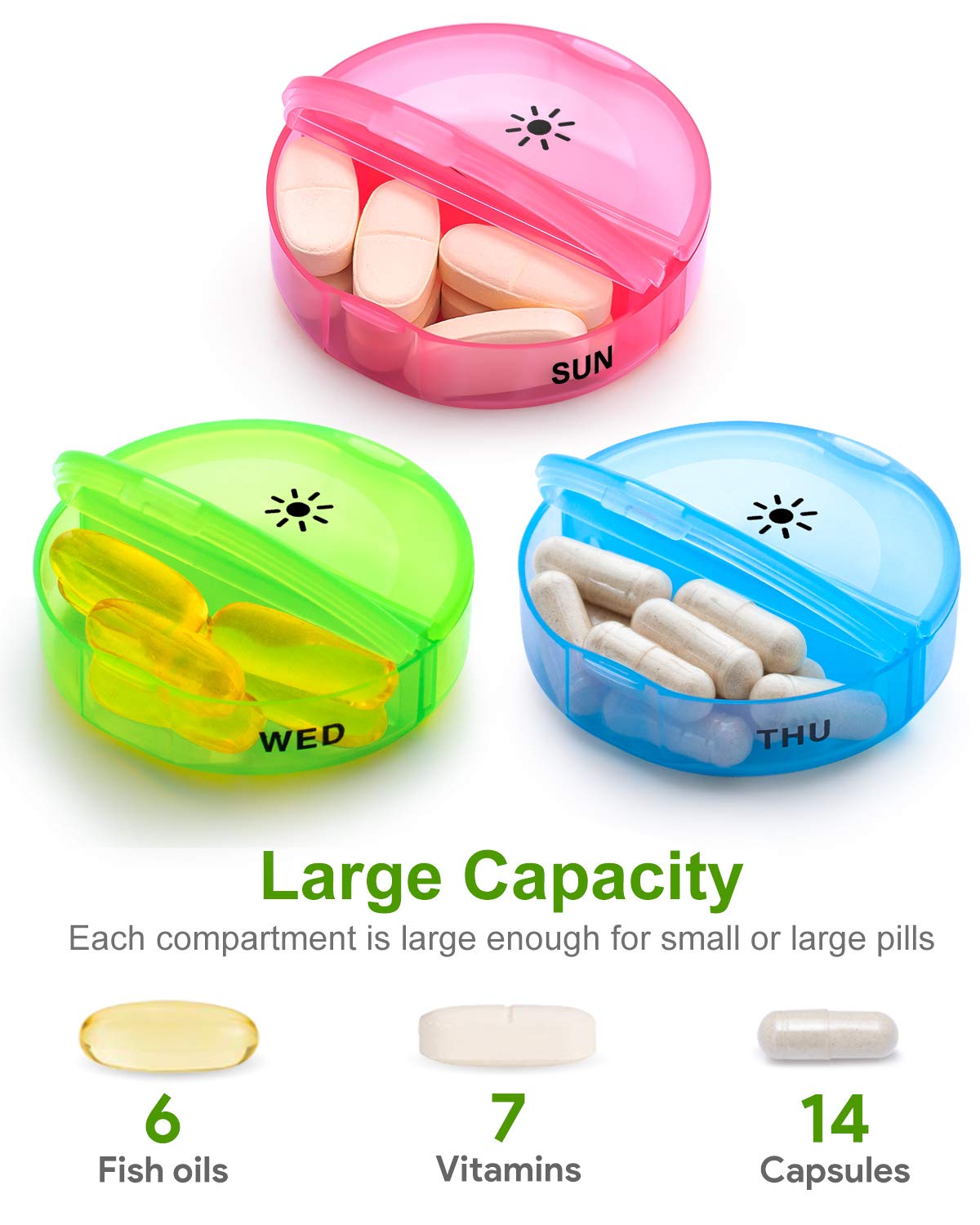 Barhon Monthly Pill Organizer 2 Times A Day, Extra Large Month Medicine Organizer, Daily Pill Box Organizer 28 Days for Vitamin Fish Oil Supplements (Rainbow)