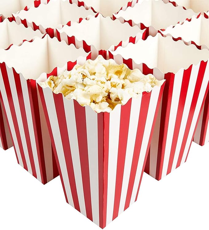 SiMin 24 PCS Popcorn Boîtes,Boîtes à Popcorn Conteneurs Cartons Sacs en