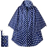 Rian c0de731 Hooded Rain Ponchos for Adult - Rain Coat and Rain Jacket with Waterproof Pocket and Zipper