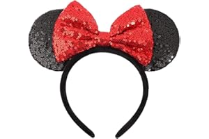 XINXIYAN Mouse Ears Headband for Women Glitter Sequin Mouse Ears Bow Headband Birthday Party Princess Decoration
