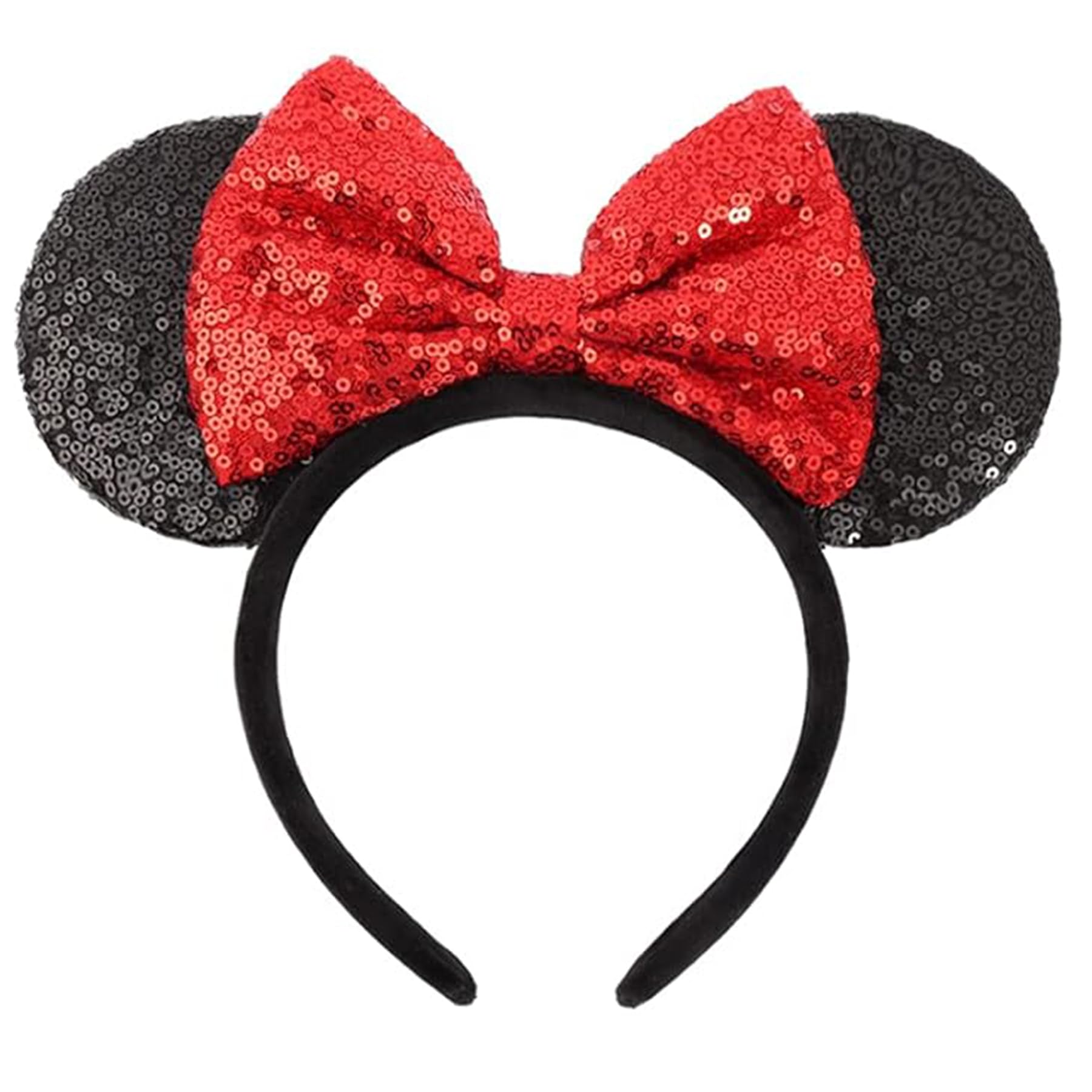 Photo 1 of XINXIYAN Mouse Ears Headband for Women Glitter Sequin Mouse Ears Bow Headband Birthday Party Princess Decoration