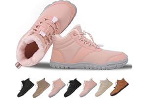 MOCHINI Snow Boots Mens Womens Winter Footwear Barefoot Shoes Warm Fur Lined Ankle Booties Hiking Trekking Trail Climbing Shoes Lace Up Anti-Slip Waterproof Hiking Boots, Wide Walking Shoes