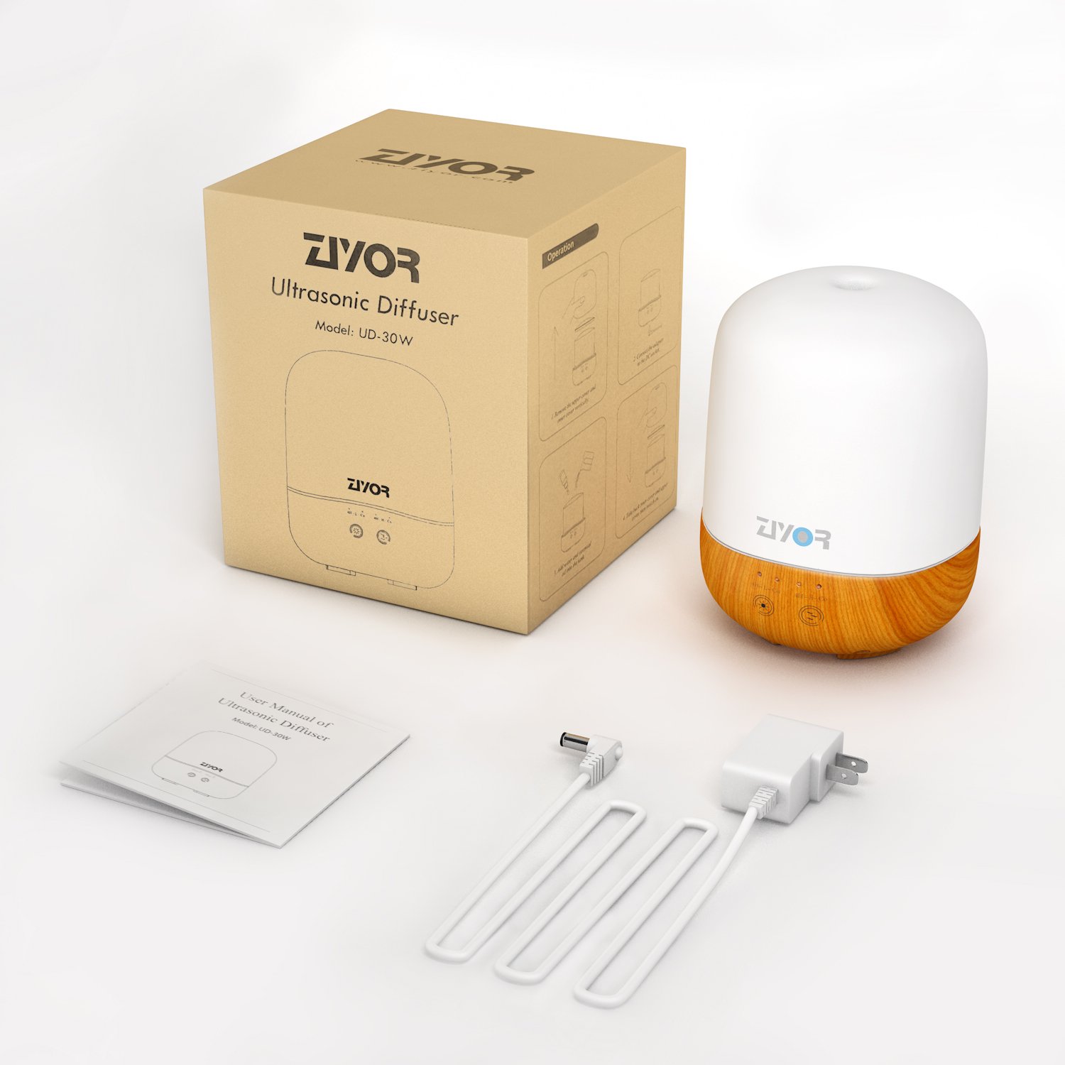 Essential Oil Diffuser Cool Mist Humidifier, Backlight Auto Off for Bedroom, Ziyor 300ml Ultrasonic Aromatherapy Oil Vaporizer, Timer and Auto-Off, 7 Colors LED