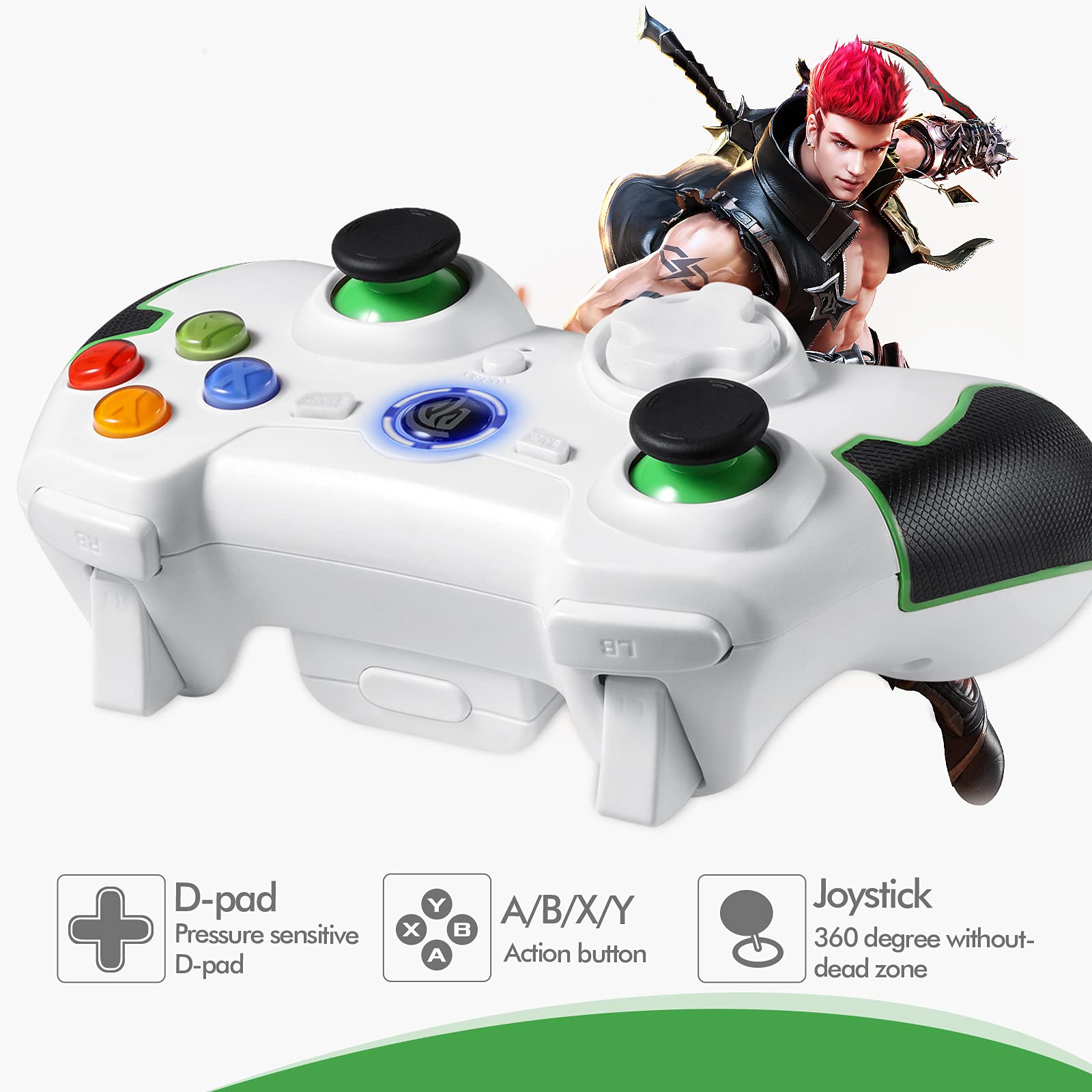 EasySMX Wireless Controller for PS3, PC Gamepads with Vibration Fire Button Range up to 10m Support PC (Windows XP/7/8/8.1/10), PS3, Android TV Box Portable Gaming Joystick