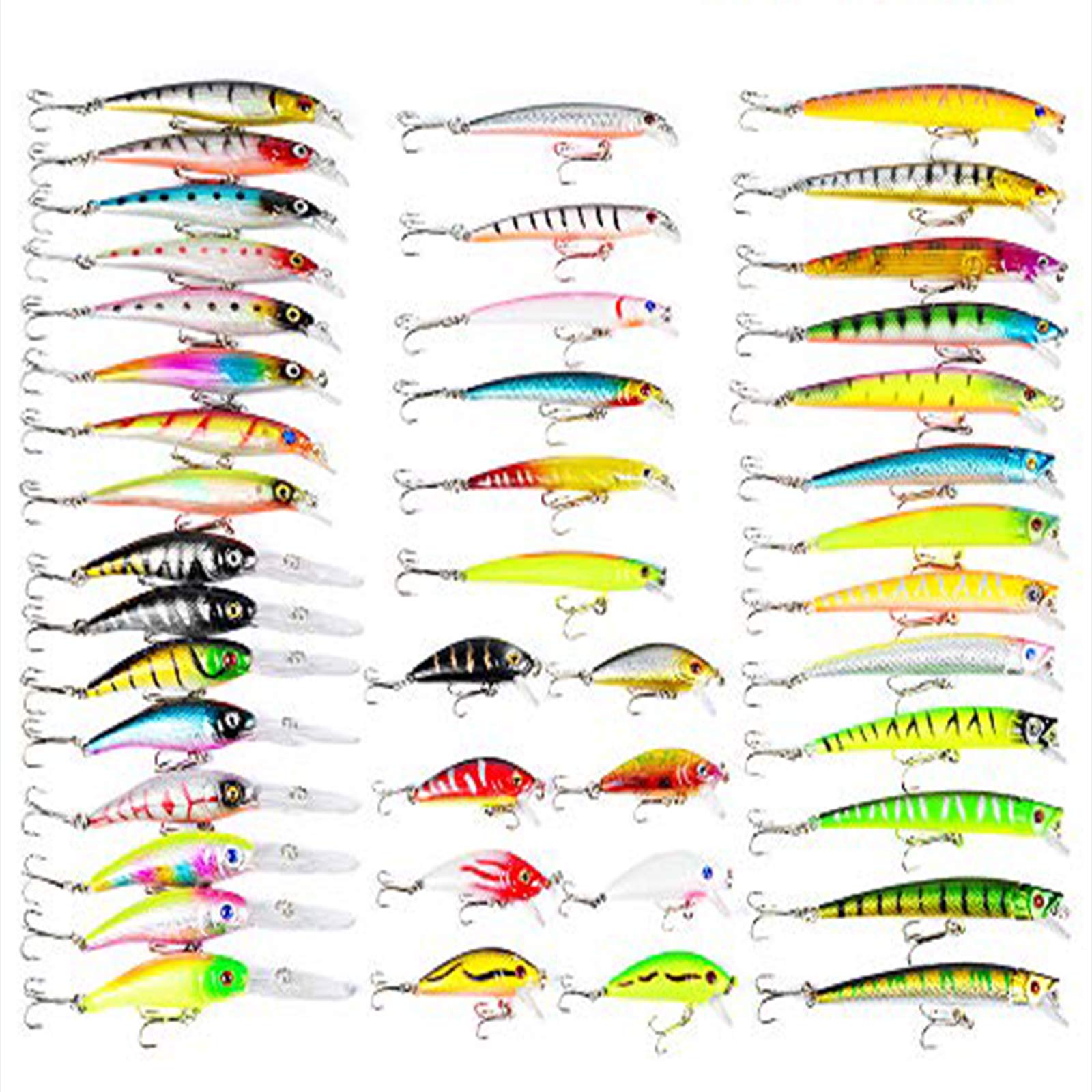 CHAWHO Fishing Lures Set 43 Pcs Fishing Lure Set - Minnow Hard Bait with Hook Accessories Set Artificial Lures Crank baits Swim baits Fishing Gifts for Men Suitable for Sea Fishing