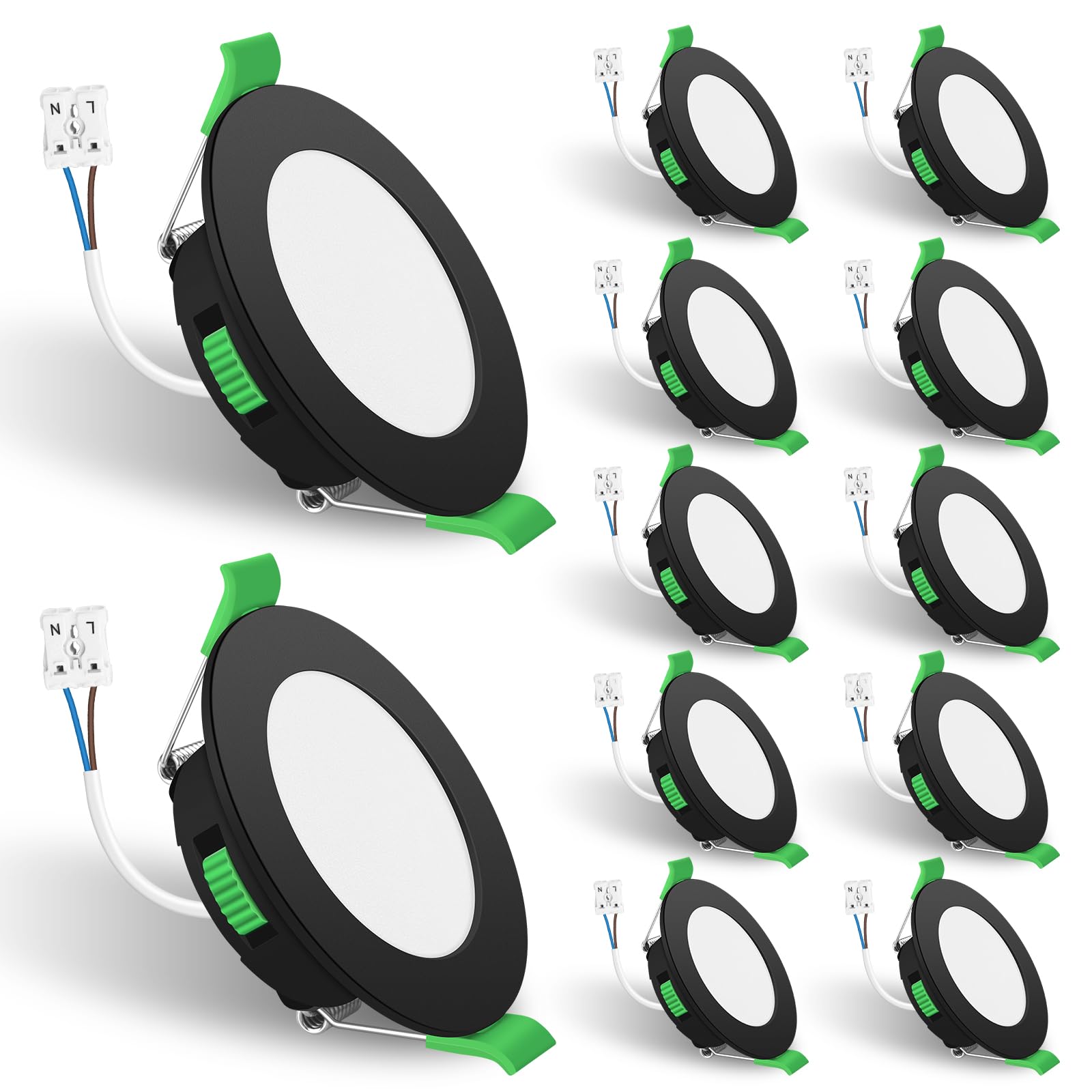 ALUSSO LED Recessed Ceiling Lights 4W,LED Downlight for Ceiling Dimmable,Warm White 3000K Neutral White 4000K Cool White 6500K Adjustable,IP44 Ultra Slim Spotlight for Bathroom Kitchen Bedroom,12 Pack